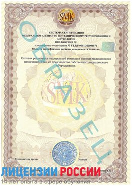 Образец сертификата соответствия (приложение) Борисоглебск Сертификат ISO 13485